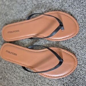 Maurices Black and Tan Sandals with Contoured Footbed